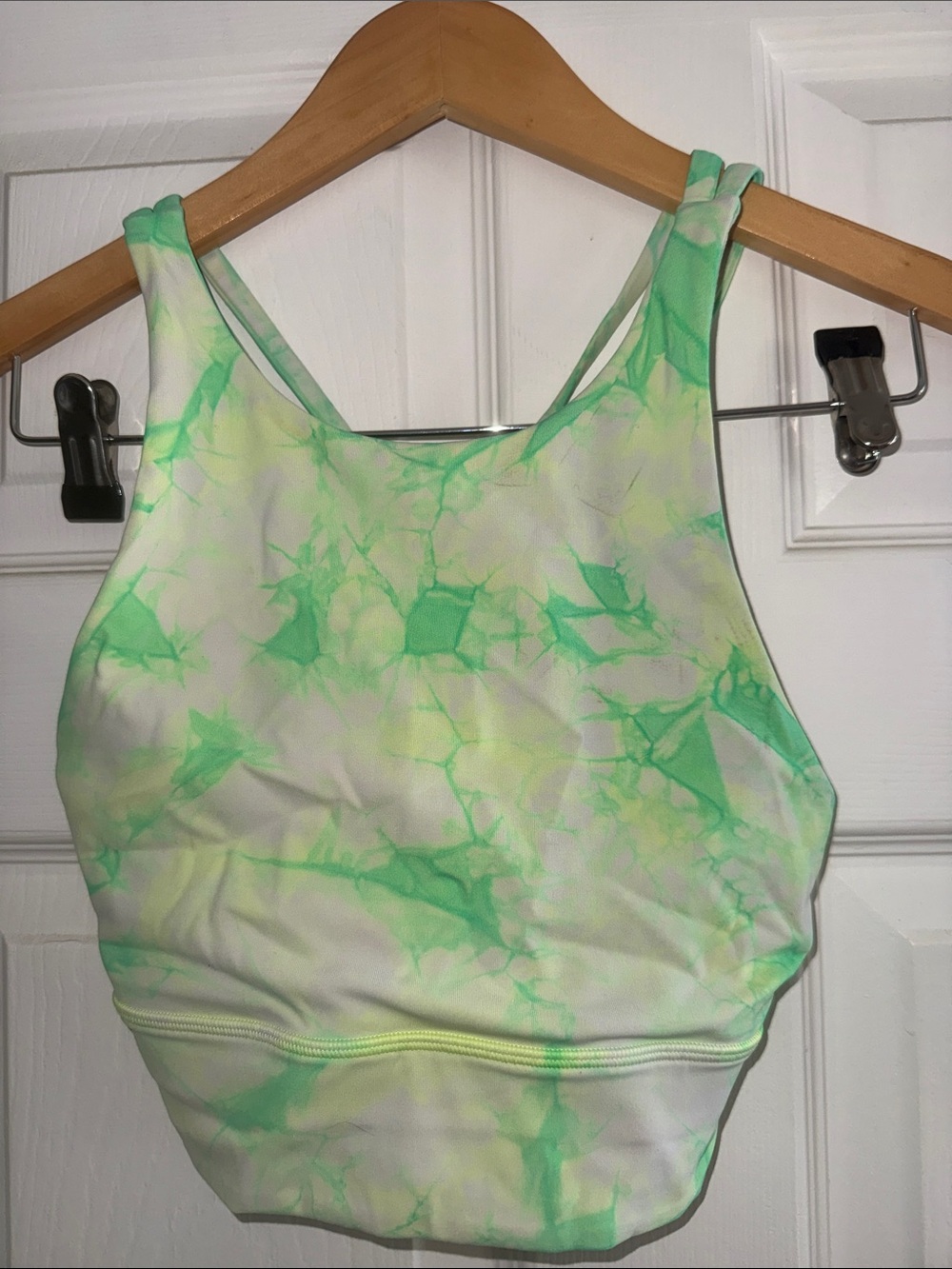 LULULEMON Green Marble Sports Bra Top Flawed